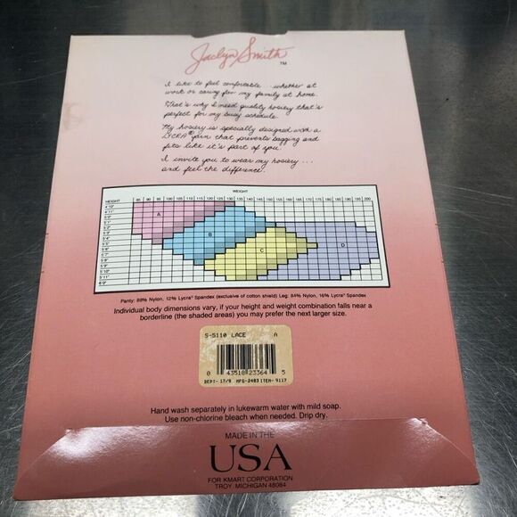 Jaclyn Smith Silky Sheer Pantyhose Size A Lace New - Picture 3 of 3